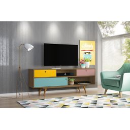 Rack Retro Tv 60 Polegadas Color Mel Freijo Ac/Rose Ac/Turquesa Ac/Amarelo Ac - 5