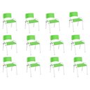 Ver imagem 1 de Kit 12 Cadeiras Infantil Iso, Escola, Base Branca- Verde Claro