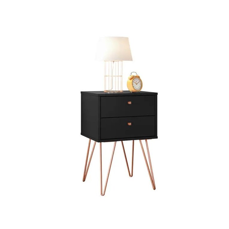 Mesa de Cabeceira Retro Metal Bled Preto Ac