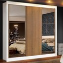 Ver imagem 1 de Guarda-Roupa Casal Madesa Mônaco 3 Portas de Correr com Espelhos Branco/Rustic Cor:Branco/Rustic