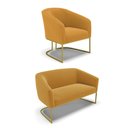 Ver imagem 1 de Sofá Namoradeira e Poltrona Industrial Dourado Stella Bouclê Most D03 - D'Rossi
