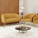 Ver imagem 2 de Sofá Namoradeira e Poltrona Industrial Dourado Stella Bouclê Most D03 - D'Rossi