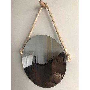 Espelho Decorativo 50 cm Corda de Sisal com Pendurador