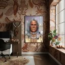 Ver imagem 2 de Quadro Caboclo Pena Branca - 70x50cm:moldura Branca