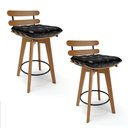 Ver imagem 1 de Kit 02 Banquetas Giratória Costela Corano Base Madeira MA70 - D’Rossi - Preto
