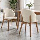Ver imagem 1 de Kit 02 Cadeiras de Jantar e Estar Living Estofada Mia L02 Linho Palha - Lyam Decor
