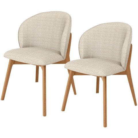 Kit 02 Cadeiras de Jantar e Estar Living Estofada Mia L02 Linho Palha - Lyam Decor