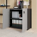 Ver imagem 5 de Armário Baixo 80cm com 2 Portas e Tampo Embutido para Escritório Corporate Cinza/Sagrado/Preto