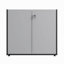 Ver imagem 7 de Armário Baixo 80cm com 2 Portas e Tampo Embutido para Escritório Corporate Cinza/Sagrado/Preto