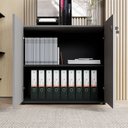Ver imagem 4 de Armário Baixo 80cm com 2 Portas e Tampo Embutido para Escritório Corporate Cinza/Sagrado/Preto