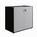 Ver imagem 2 de Armário Baixo 80cm com 2 Portas e Tampo Embutido para Escritório Corporate Cinza/Sagrado/Preto