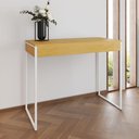 Ver imagem 1 de Aparador Industrial Retangular Califórnia Canela 137x40cm Base Ferro Branco - Cor: Marrom