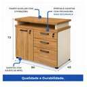 Ver imagem 7 de Mesa Escritório em L 1,70x1,50m Extensível Armário Misto 3 Gavetas Cor Nogal Sevilha / Champanhe