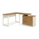 Ver mais imagens de Mesa Escritório em L 1,70x1,50m Extensível Armário Misto 3 Gavetas Cor Nogal Sevilha / Champanhe