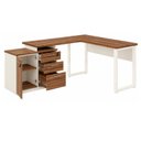 Ver imagem 5 de Mesa Escritório em L 1,70x1,50m Extensível Armário Misto 3 Gavetas Cor Nogal Sevilha / Champanhe