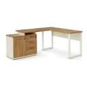 Ver imagem 6 de Mesa Escritório em L 1,70x1,50m Extensível Armário Misto 3 Gavetas Cor Nogal Sevilha / Champanhe
