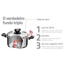 Ver imagem 6 de Caçarola Solar Baquelite Rasa em Aço Inox Fundo Triplo com Tampa e Alças de Baquelite 20cm 2.9 L Tra