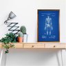 Quadros decorativos Patente Azul esqueleto anatômico simples - 2