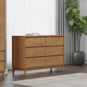 Cômoda 6 Gavetas 4 Pés Freijó Prata Madeira Pinus com Mdf - Finestra
