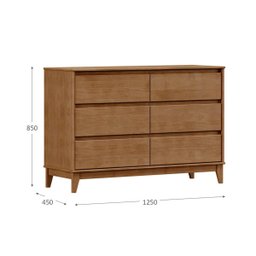 Cômoda 6 Gavetas 4 Pés Freijó Prata Madeira Pinus com Mdf - Finestra - 3