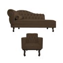 Ver imagem 2 de Kit Diva Recamier Juliana 185cm Lado Direito e 01 Poltrona Classic Suede Marrom - Amarena Móveis