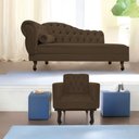 Ver imagem 1 de Kit Diva Recamier Juliana 185cm Lado Direito e 01 Poltrona Classic Suede Marrom - Amarena Móveis