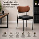 Ver imagem 5 de Cadeira Estofada Camila para Sala Jantar em Aço Est Preta Assento Conhaque e Encosto Preto Onix - Ed