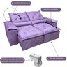Sofa Reclinavel Retratil Design Elegante Athena 2,30m Veludo Cor:Violeta - 2
