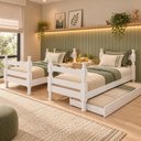 Ver mais imagens de Treliche Madeira Maciça - Vira 2 Camas - para Colchão 78/88x188cm Multimóveis CR35685 Branco