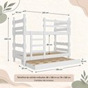 Ver imagem 4 de Treliche Madeira Maciça - Vira 2 Camas - para Colchão 78/88x188cm Multimóveis CR35685 Branco