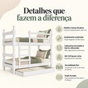 Ver imagem 3 de Treliche Madeira Maciça - Vira 2 Camas - para Colchão 78/88x188cm Multimóveis CR35685 Branco