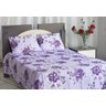 Kit colcha de casal texturatto estampada Florida Roxa - OMA Enxovais - 1