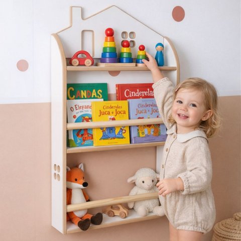Nicho Prateleira Casinha City em MDF Branco – Quarto Infantil