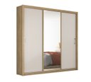 Ver imagem 1 de Guarda Roupa Casal C/ Espelho 3 Portas Deslizantes 2 Gavetas 5 Prateleiras 4 Cabideiros Residence de