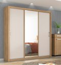 Ver imagem 5 de Guarda Roupa Casal C/ Espelho 3 Portas Deslizantes 2 Gavetas 5 Prateleiras 4 Cabideiros Residence de