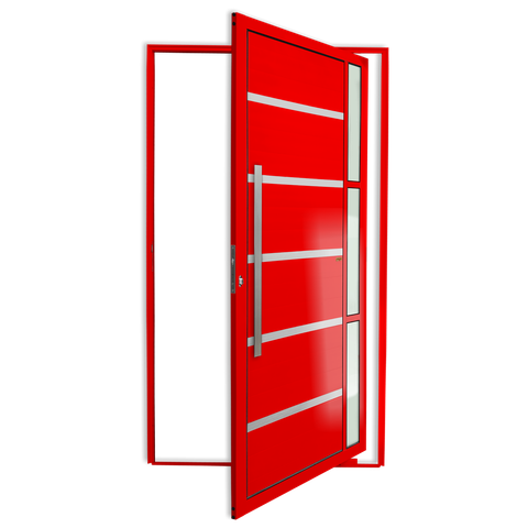 Porta Pivotante Alumínio Lambril Miraggio c/Puxador e.Vermelho 100 Brimak