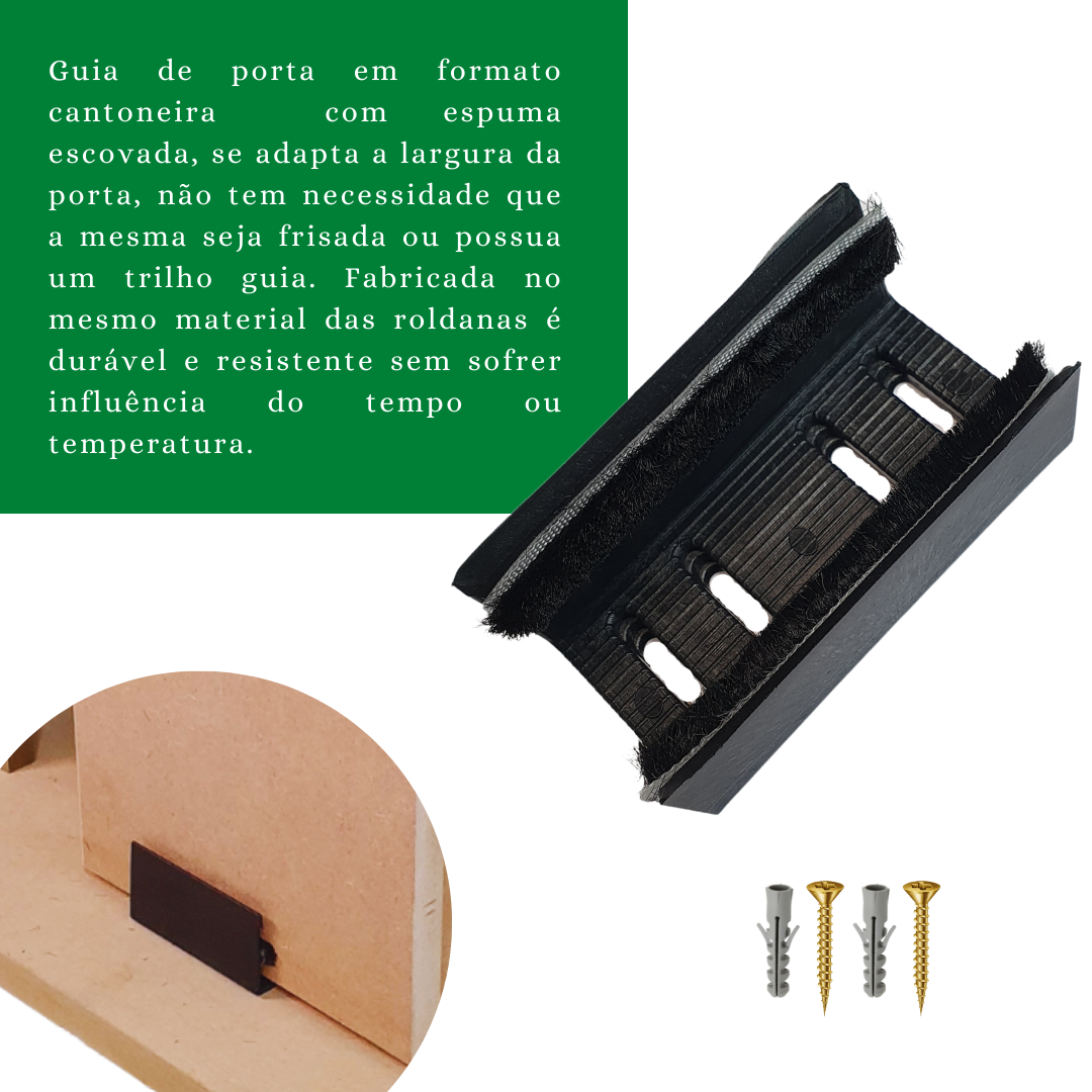 Kit Porta Madeira 1,10x2,10m Primer + Trilho Correr 2,20m Preto + Brinde - 8