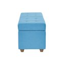 Ver imagem 5 de Canto Alemão Recamier Bau + Painel Madri 140cm Suede Azul Turquesa - Inova Decor