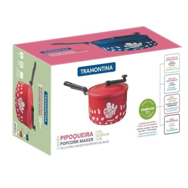 Panela Wok Loreto com Rev. Interno e Externo em Anti. Starflon Max 28 cm  3,3L - Tramontina Vermelho