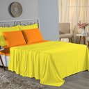 Ver imagem 1 de Jogo de Cama Casal Viúva Nobre 4 Peças Malha 100% Algodão - Amarelo / Laranja