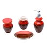 Jogo para Banheiro de cerâmica Vertigo vermelho e preto 04 peças - Cód. 17534 - 1