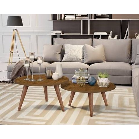 Conjunto Mesas de Centro para Sala e Apartamento Ísis - Freijo