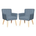 Ver imagem 1 de Kit 02 Poltronas Camila para Recepção Pés Palito - Linho - Sv Decor:linho Azul