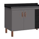 Ver imagem 3 de Gabinete de Cozinha 114 cm com 2 Portas e 3 Gavetas Balcão:Cinza/Preto