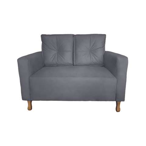 Sofá Davi 2 Lugares Suede Cinza - Dominic Decor