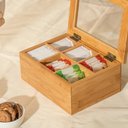 Ver imagem 3 de Organizador de Chá Sense Bambu 6 Divisórias 21,5 X 16 X 9 Cm ou