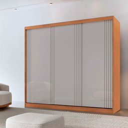 Guarda Roupa Casal Connor 100 Mdf 3 Portas 4 Gavetas e 6 Prateleiras Moderna Mobília - 1