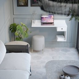 Escrivaninha Suspensa Notbook Gaveta Luxo Branco - Comprar Moveis em Casa - 4