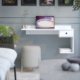 Escrivaninha Suspensa Notbook Gaveta Luxo Branco - Comprar Moveis em Casa - 3