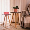 Ver imagem 2 de Mesa de Apoio Redonda Preta Kit 2 Mesas Pé Palito de Madeira